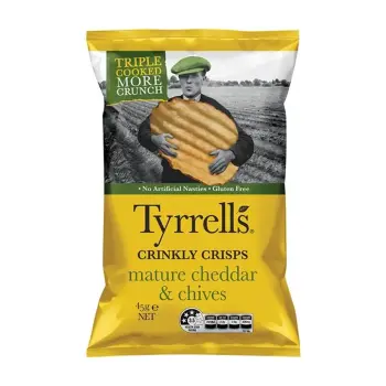 TYRRELLS HCC MAT CHEDDAR & CHIVES 45G X 18